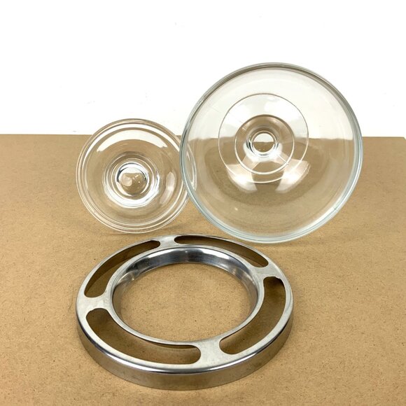 Vintage Glass Stainess Steel Ring Caviar Shrimp Cocktail Icer Server - Picture 8 of 16